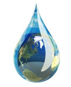 Water droplet with the earth in it.