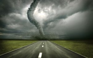 large tornado over the road (3D rendring)